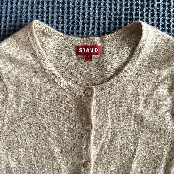 STAUD Adan Cashmere Cardigan Beige - size Small - Picture 7 of 7